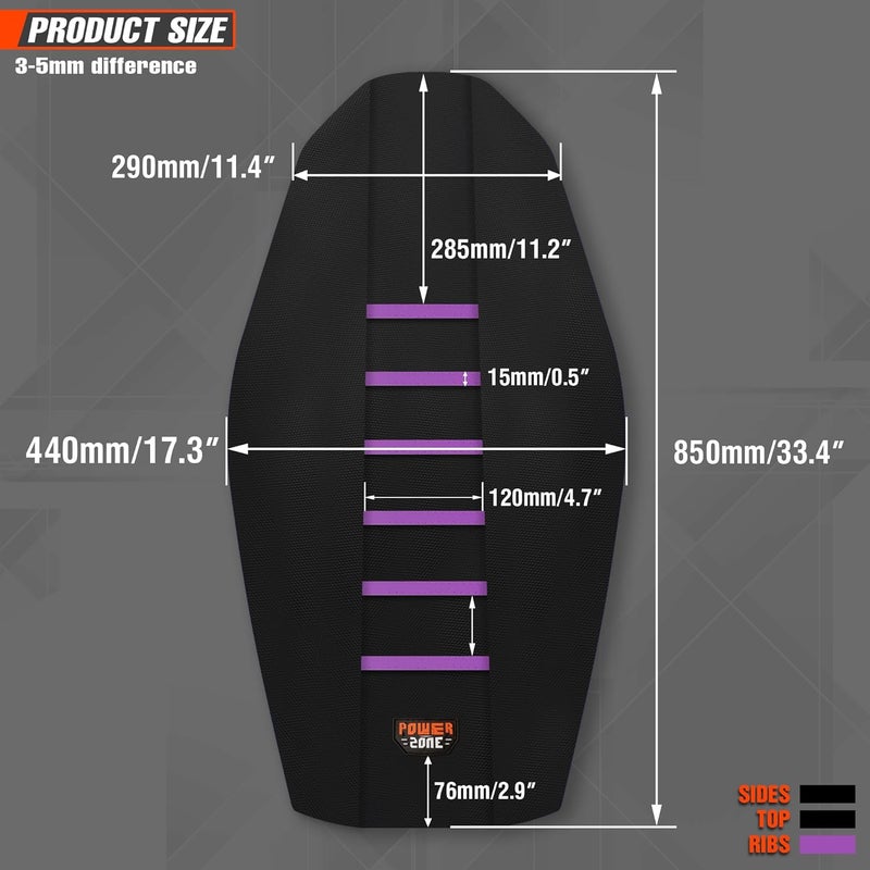 fewfuss Universial Dirt Bike Seat Cover - Soft Ribbed Rubber Seat Covers for Motorcross Enduro (Purple) - Image 3